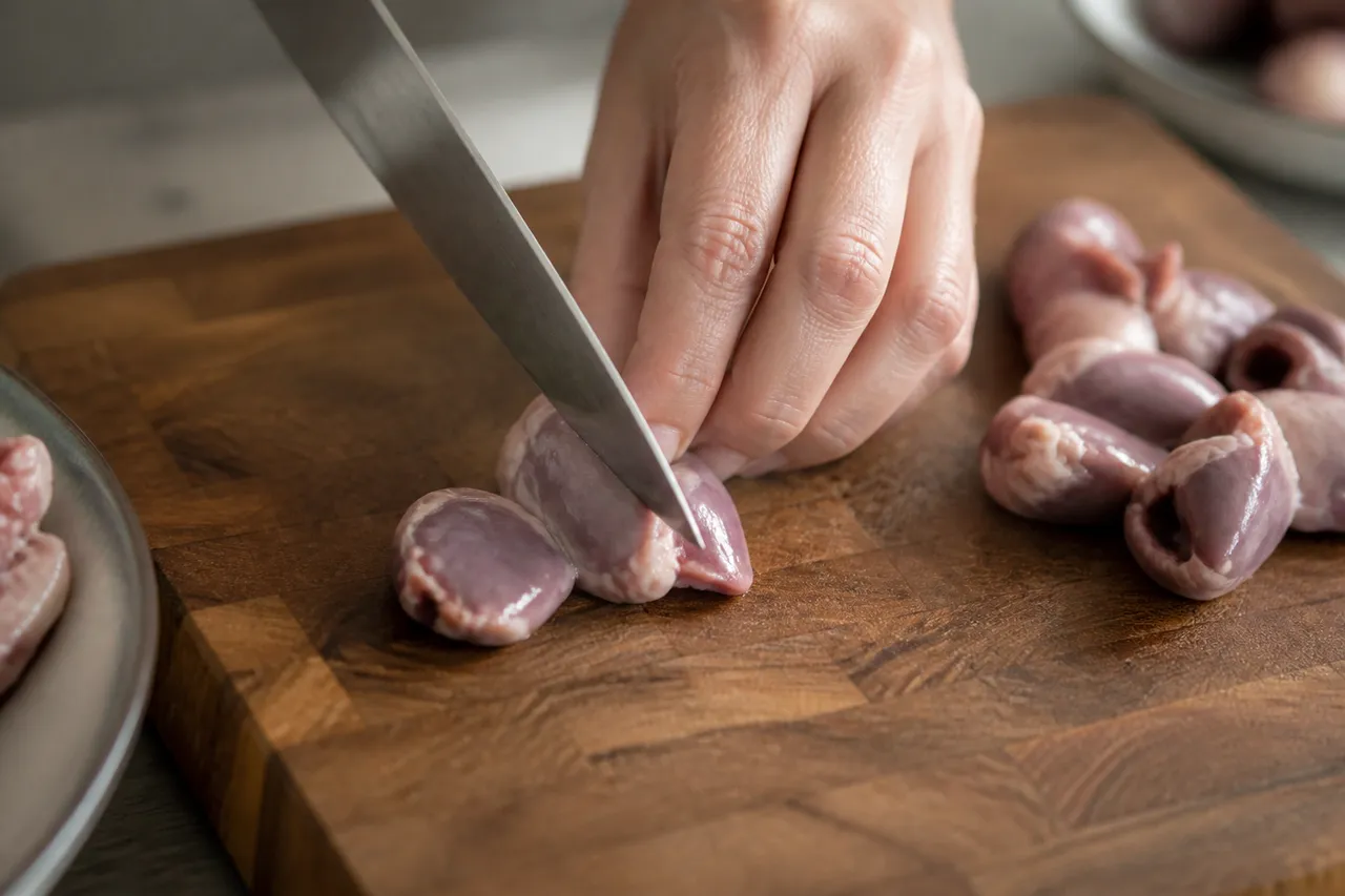 Test de cuisson des gésiers de volaille crus au couteau